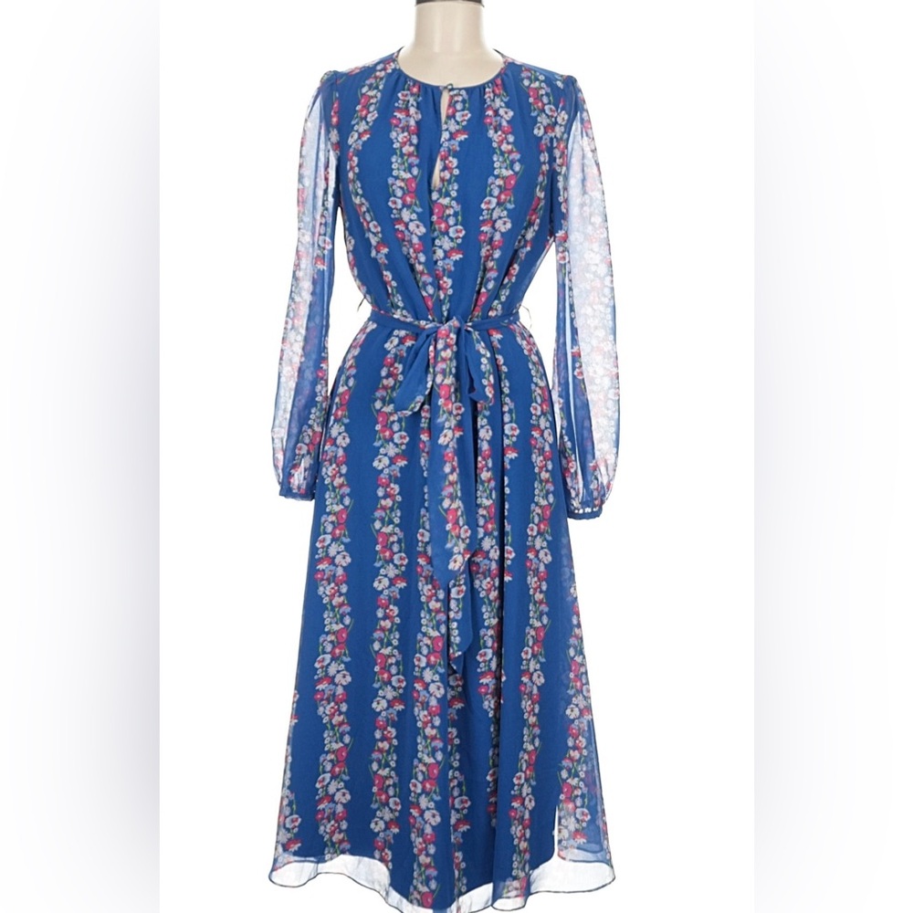 Boden Kathleen Midi Dress Blue Floral US size 6 UK size 10